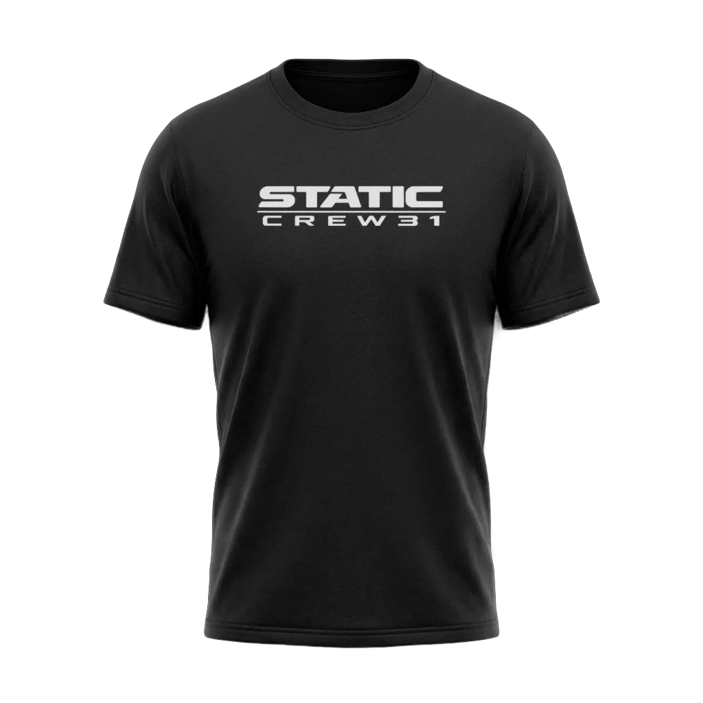 T-shirt noir Static Crew 31, de face