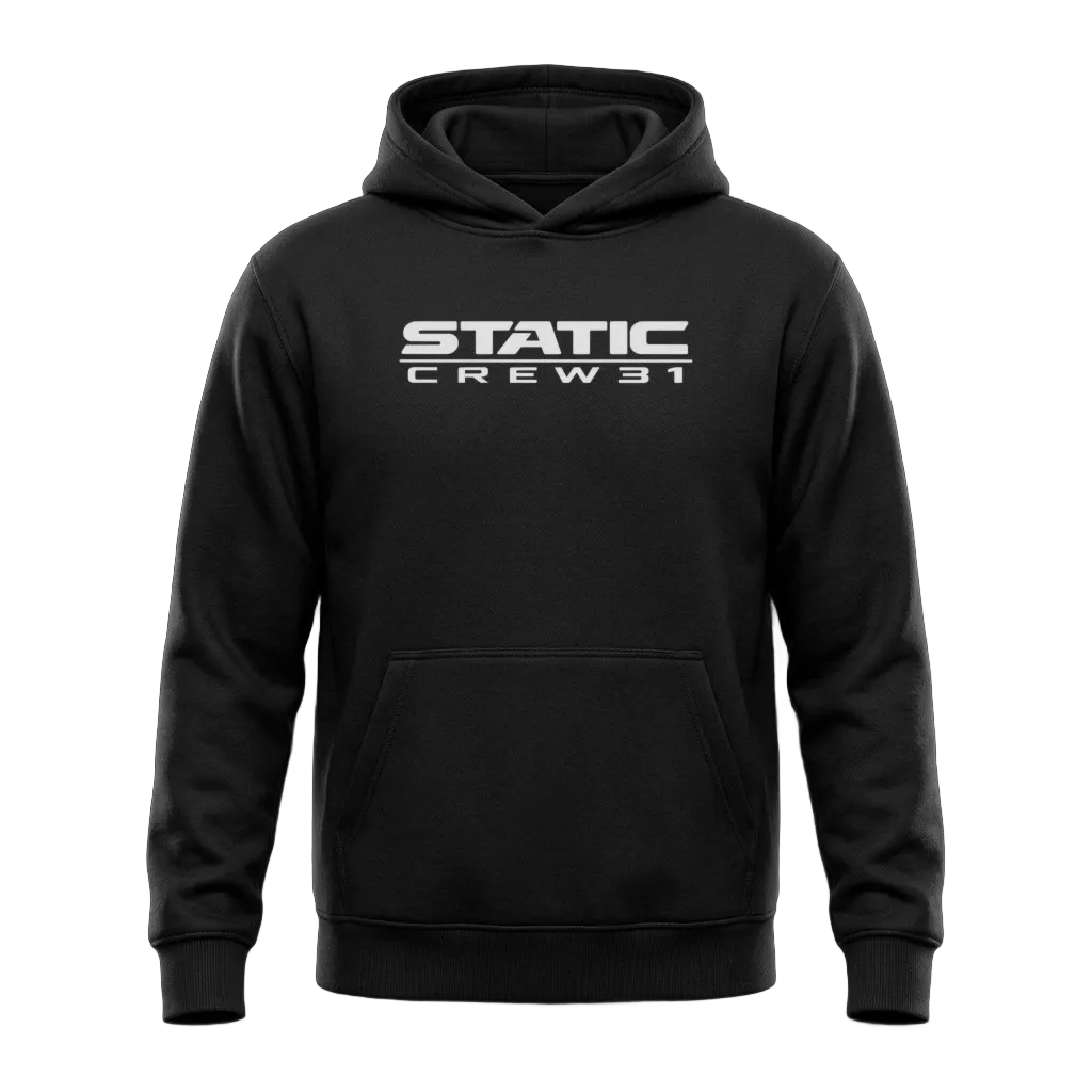 Hoodie noir Static Crew 31, de face
