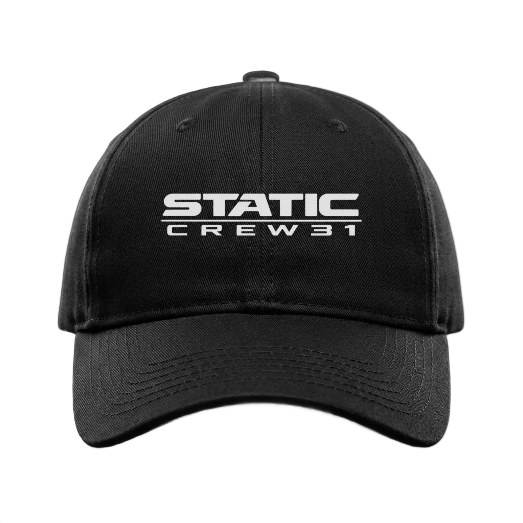 Casquette noire Static Crew 31, de face